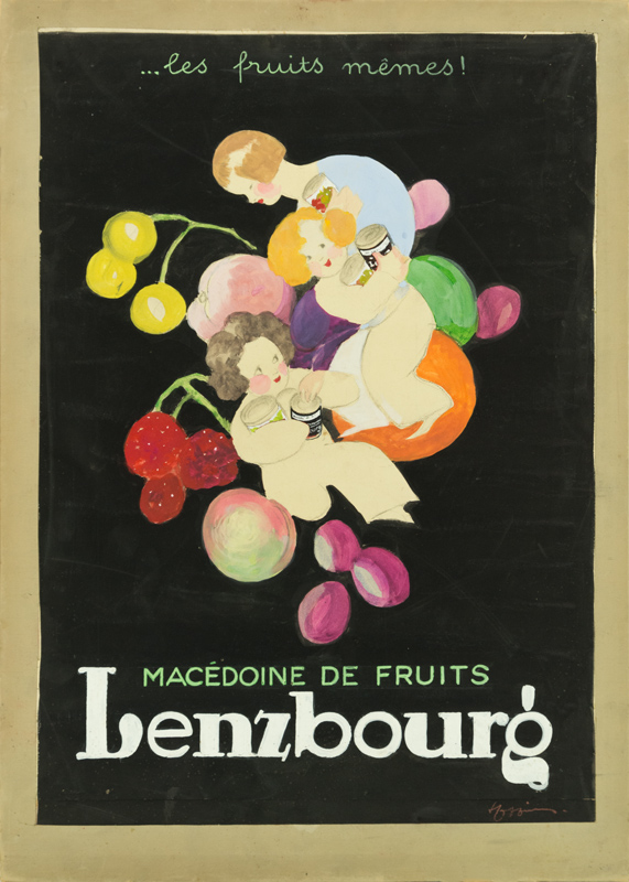 Esquisse publicitaire : Macédoine de fruits Lenzbourg