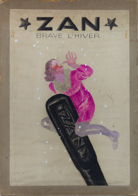 Esquisse publicitaire : Zan brave l'hiver