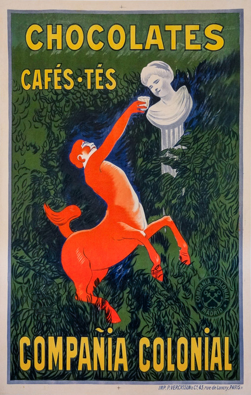 Lithographie publicitaire : Compañia Colonial<br />Chocolates / Cafés. Tés