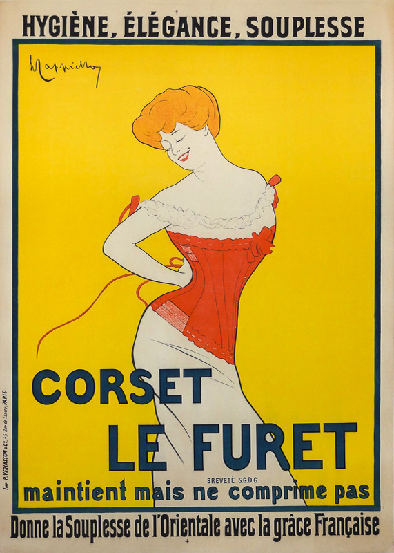 Lithographie publicitaire : Corset Le Furet