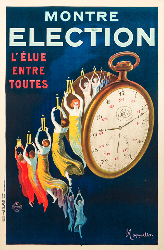 Lithographie publicitaire : Montre Election