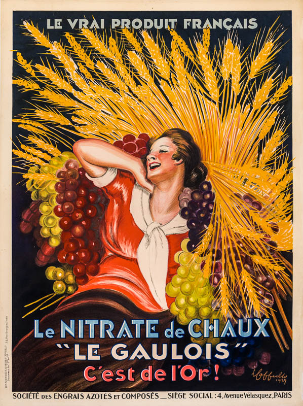 Lithographie publicitaire : Nitrate de Chaux "Le Gaulois"