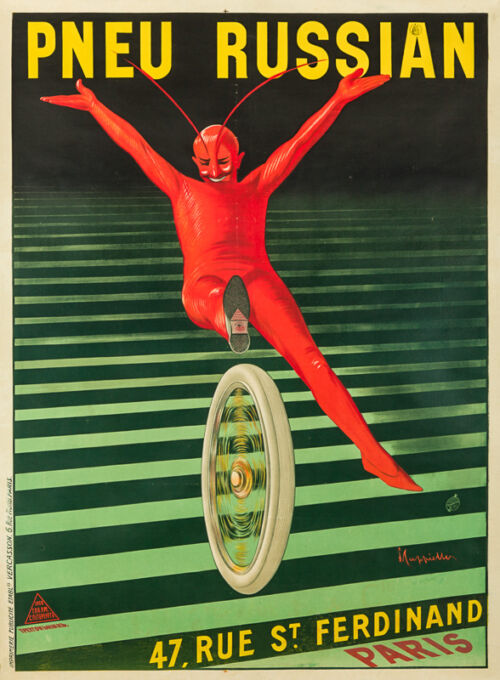Lithographie publicitaire : Pneu Russian