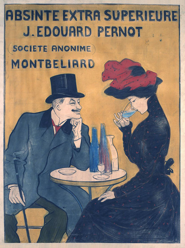 Maquette publicitaire : Absinthe J. Edouard Pernot